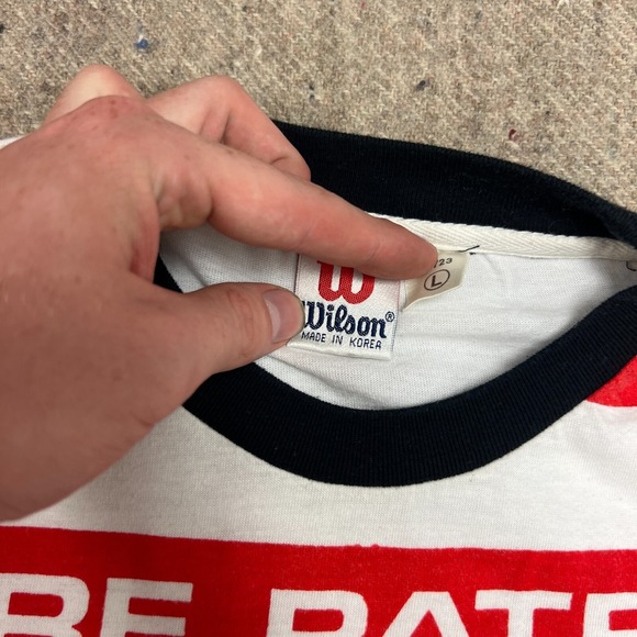 Vintage Wilson High Tide Shirt Mens Large Red 1990s Surfing Striped - Picture 5 of 10